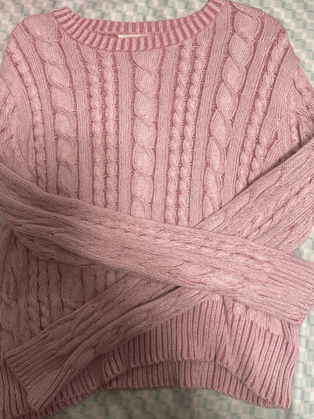 Universal Thread Cable-Knit Crewneck Sweater - Light Pink